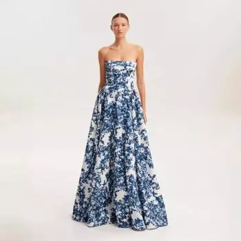 Женское вечернее платье с открытыми плечами, трехмерный пошив, длинное вечернее платье в стиле Xianqi для весны и лета S синий