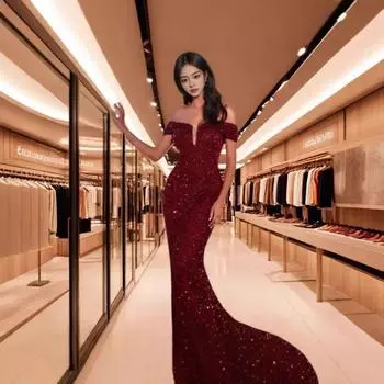 Женское вечернее платье с пайетками и воротником в стиле «темперамент» для пригородных поездов, однотонное, с воротником средней талии, однотонное, банкетное, вечернее платье S