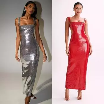 Женское вечернее платье с пайетками, сексуальное облегающее платье с открытой спиной и подтяжками S