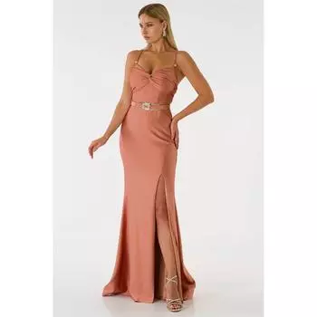 Женское вечернее платье с поясом и декольте Cinnamon LNA
