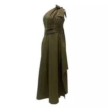 Женское вечернее платье с высоким разрезом на одно плечо без рукавов, плиссированное, с высокой талией, нестандартное, чистого цвета, коктейльное, свадебное, банкетное, макси-платье, бальное платье XL армия зеленый