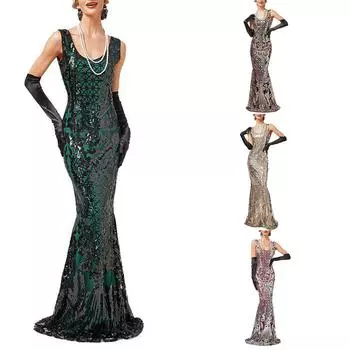 Женское вечернее сексуальное платье, модное однотонное платье с блестками и бахромой XS золотой