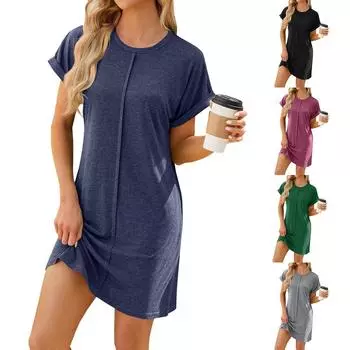 Женское весенне-летнее модное нежное платье средней длины с короткими рукавами XL винный