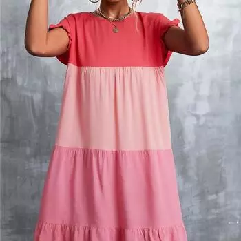 Женское весенне-летнее модное повседневное платье с короткими рукавами и принтом