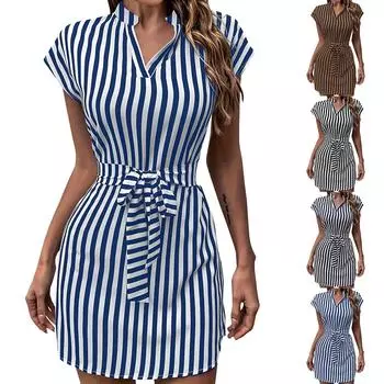 Женское весенне-летнее полосатое платье без рукавов, милое и облегающее модное платье L чёрный