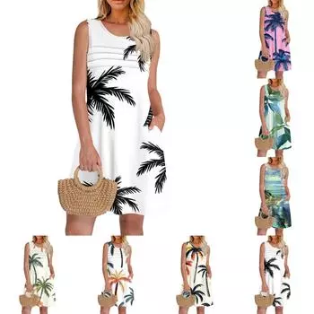 Женское весенне-летнее повседневное модное облегающее полосатое гавайское платье с оборками и цветочным принтом L армия зеленый