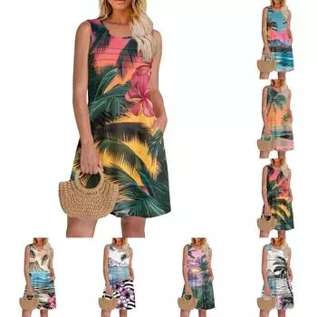 Женское весенне-летнее повседневное модное облегающее полосатое гавайское платье с оборками и цветочным принтом M шафрановый