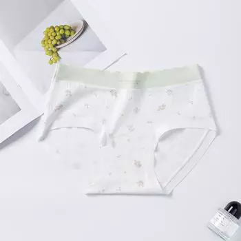 Женское весенне-осеннее хлопковое нижнее белье с нежным мелким цветочным принтом L