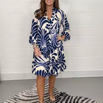 Женское весенне-осеннее свободное платье миди с оборками и цветочным принтом S чёрный