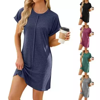 Женское весеннее и летнее модное платье средней длины с короткими рукавами и нежным стилем L чёрный