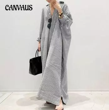 Женское весеннее и осеннее платье больших размеров, прямое платье в полоску, платье-рубашка, свободные платья S серый