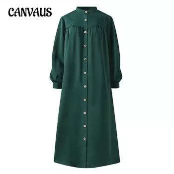 Женское весеннее и осеннее платье с длинными рукавами, повседневная одежда больших размеров с темпераментным воротником, платья для сращивания L зелёный