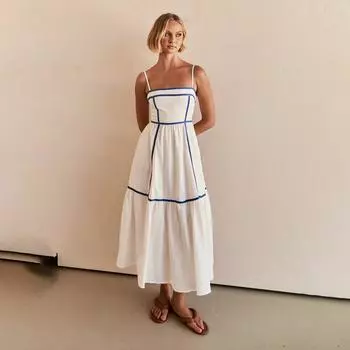 Женское весеннее платье без рукавов, однотонное, облегающее, на подтяжках, летнее, повседневное, А-силуэт, с открытой спиной, с высокой талией, большие свободные длинные платья S-XL S