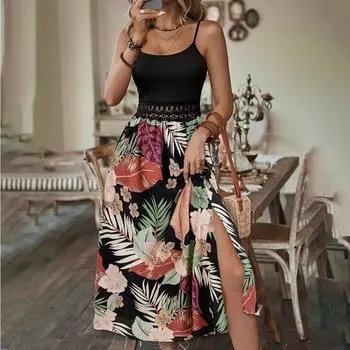 Женское весеннее платье без рукавов с однотонным принтом, летнее повседневное платье-трапеция с высокой талией, без бретелек, длинные платья XS-XL S красный