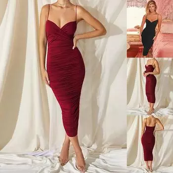 Женское весеннее платье-комбинезон без рукавов, однотонное, без бретелек, летнее, повседневное, облегающее, длиной до щиколотки, с открытой спиной, с высокой талией, с разрезом, размеры S-XL S вино красного