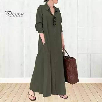 Женское весеннее платье с отложным воротником, свободное однобортное однобортное платье с длинными рукавами и карманами на пуговицах, тип рубашки до щиколотки, осеннее повседневное платье макси L вино красного