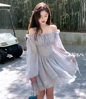 Женское весеннее платье в корейском стиле, однотонное осеннее платье в стиле ретро с длинным рукавом, милые платья