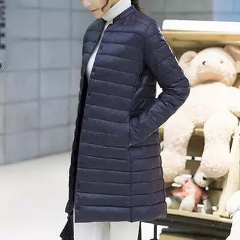 Женское весеннее стеганое теплое пальто, ультра легкая куртка на утином пуху, длинное женское пальто, тонкие однотонные куртки, зимнее пальто, портативные парки S