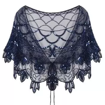 Женское винтажное болеро 1920-х годов с расшитой бисером и пайетками вечерней накидкой-болеро с клапанами One Size бежевый