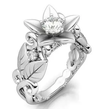 Женское винтажное кольцо с розой из серебра 925 пробы и цирконием, помолвочное свадебное кольцо, ювелирное украшение для вечеринки, оптовая продажа 6