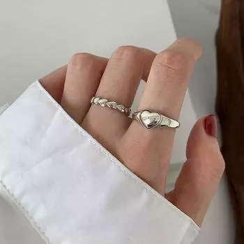 Женское винтажное кольцо с сердечком для девочек, ювелирный подарок серебряный