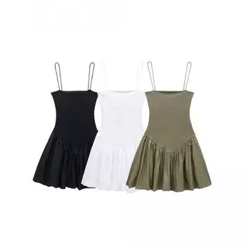 Женское винтажное однотонное мини-платье на бретельках, бальное платье, платья с вырезом без рукавов, летнее женское модное повседневное платье, Vestidos S белый