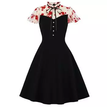 Женское винтажное платье-миди с цветочной сеткой и рукавами-бабочками с оборкой и V-образным вырезом, деловое повседневное официальное праздничное платье, наряды для особых случаев, весна-лето, новинка