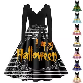 Женское винтажное платье с длинным рукавом и принтом на День святого Валентина для домохозяйки, вечернее платье для выпускного вечера M