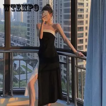 Женское винтажное платье с подтяжками и салфетками на груди, тонкое элегантное праздничное платье с высокой талией, черно-белое платье с вышивкой XL