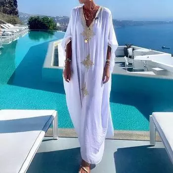 Женское винтажное платье со шнуровкой и короткими рукавами с принтом One Size белый