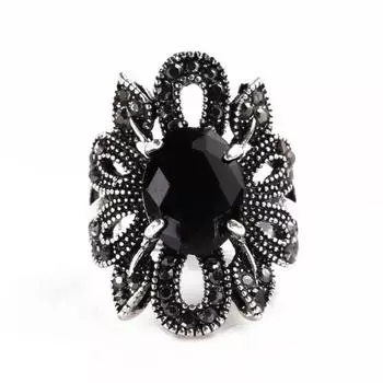 Женское винтажное полое цветочное кольцо с покрытием из сплава и смолы, ювелирные изделия на палец, подарок 8