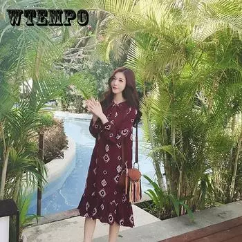 Женское винтажное праздничное платье с высокой талией, элегантное тонкое праздничное плиссированное платье с принтом XXL