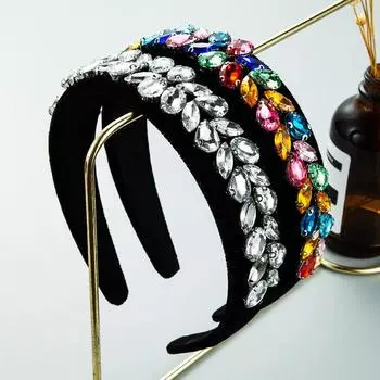 Женское винтажное украшение для волос со стеклянными кристаллами, супер блестящий головной убор с широкими краями OneSize белый