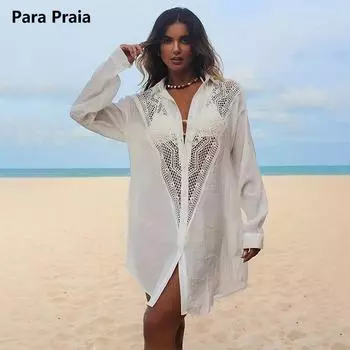 Женское вязаное бикини, платье макси, элегантное повседневное платье с длинным рукавом и круглым вырезом, праздничные пляжные платья с открытой спиной, вечерние, ночной клуб One Size белый