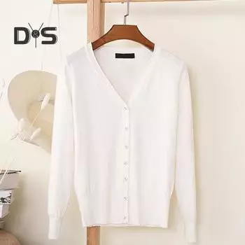 Женское вязаное пальто с V-образным вырезом, длинным рукавом, однобортный свитер, однотонный, с ребристым подолом, мягкий теплый свитер, кардиган M чёрный