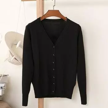 Женское вязаное пальто с V-образным вырезом и длинным рукавом, однобортный свитер, однотонный, с ребристым подолом, мягкий, теплый M красный