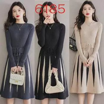 Женское вязаное платье-свитер осень/зима 2023 г. — утягивающее, в стиле знаменитостей, средней и длинной длины 2XL абрикосовый