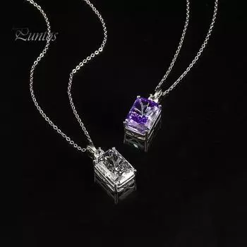 Женское выпускное ожерелье с большим четырехугольным кубическим цирконием, гладкая огранка, блестящее медное ожерелье, цепочка для свитера, для официального банкета, коктейльной вечеринки красный