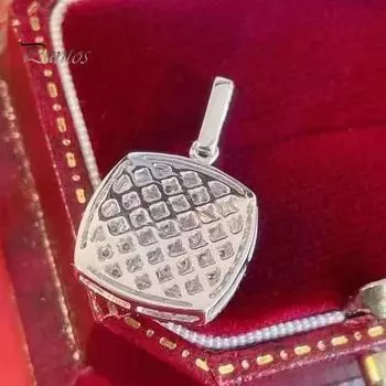 Женское выпускное ожерелье с большим квадратным кубическим цирконием, гладкая огранка, блестящее медное ожерелье, цепочка для свитера, для официального банкета, коктейльной вечеринки серебряный