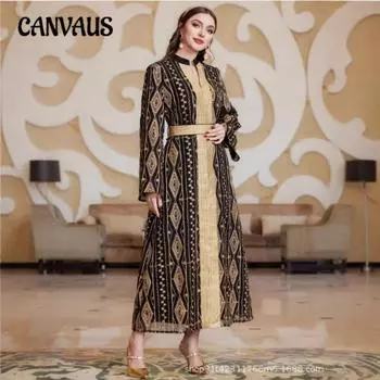 Женское вышитое платье больших размеров с вышивкой на талии S чёрный