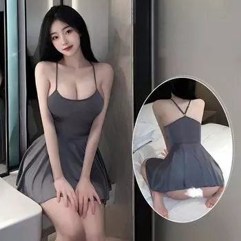 Женское забавное нижнее белье, сексуальная одежда, гладкий ледяной шелк, сексуальные минималистичные платья-халтер, сексуальное нижнее белье, сексуальная одежда one size