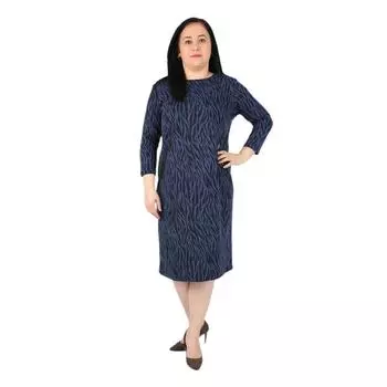 Женское жаккардовое платье больших размеров Fierte Flc001 с круглым вырезом
