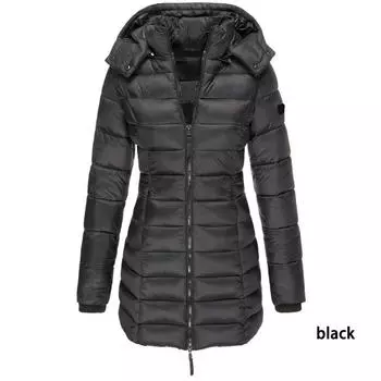 Женское зимнее длинное пальто, утепленная теплая хлопковая куртка-пуховик с капюшоном, пальто S красный