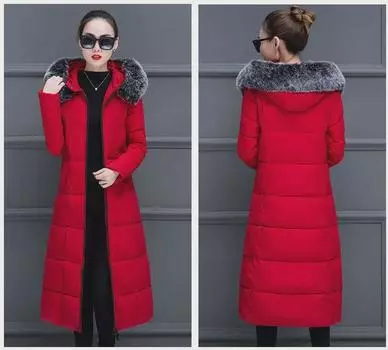 Женское зимнее длинное пальто выше колена из утолщенного тонкого хлопка 2023 года XXL