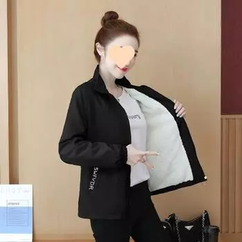 Женское зимнее флисовое теплое пальто, утолщенная однотонная ветровка с капюшоном, хлопковые плюшевые куртки, повседневная ветрозащитная куртка для активного отдыха XXL чёрный