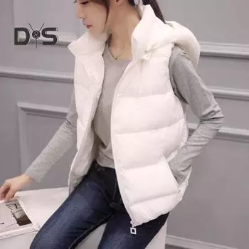 Женское зимнее хлопковое пальто с капюшоном, защитой шеи, утолщенным подкладом, съемным капюшоном, коротким ветрозащитным жилетом на молнии с карманом M розовый