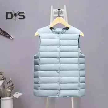 Женское зимнее хлопковое пальто с круглым вырезом, утолщенное, с подкладкой, короткое, ветрозащитное, однобортное, внутренняя одежда, жилет S розовый