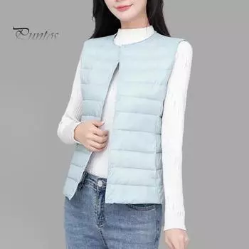 Женское зимнее хлопковое пальто с круглым вырезом, утолщенное, с подкладкой, короткое, ветрозащитное, однобортное, внутренняя одежда, жилет S синий