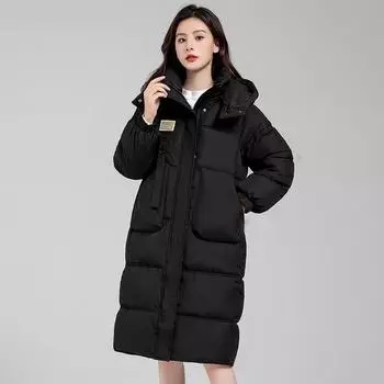 Женское зимнее хлопковое пальто с мягкой текстурой и нежной шерстяной сеткой, модный корейский стиль, пуховая хлопковая куртка средней и длинной длины M