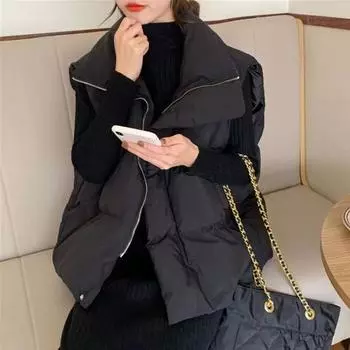 Женское зимнее хлопковое пальто с отложным воротником, утолщенное, с подкладкой, свободное, ветрозащитное, застежка-молния M